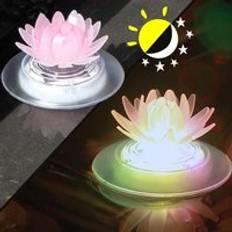 Led blomma ljus ip65 soldriven lampa flytande fontän damm trädgård pool lampa realistisk lotus form led ljusa lampor lampa