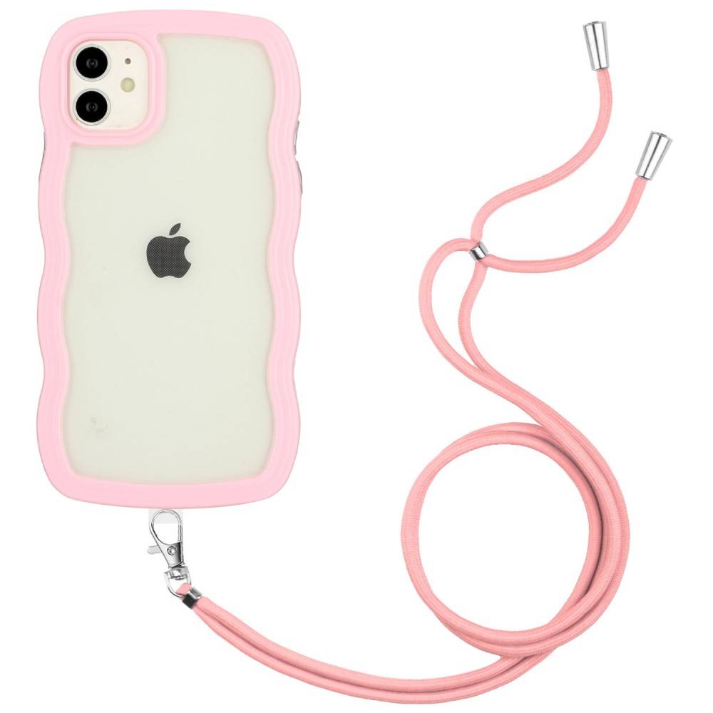 Wavy Edge Skal Halsband iPhone 11 rosa.