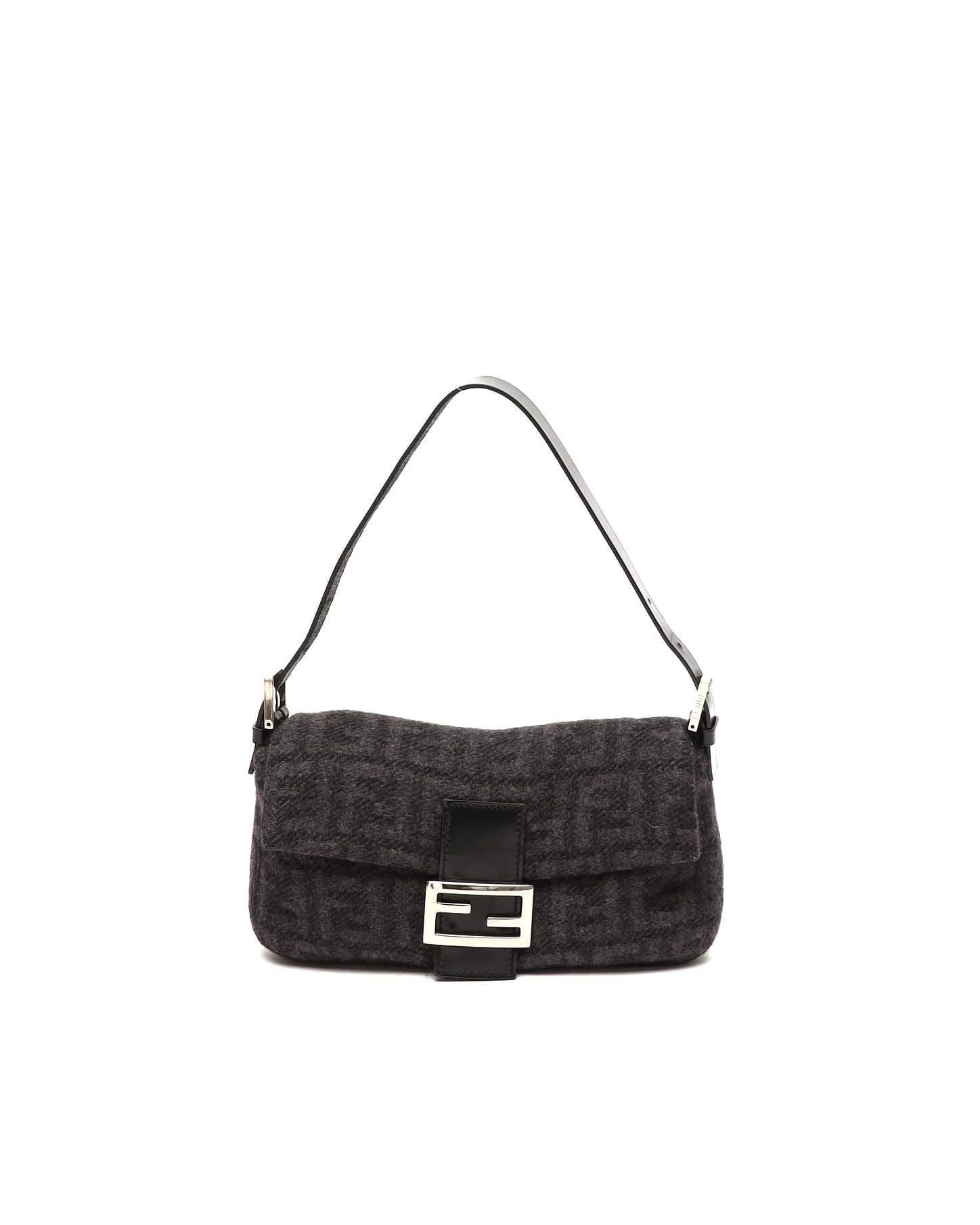 Fendi Zucca Baguette Wool Bag - Grey - One Size