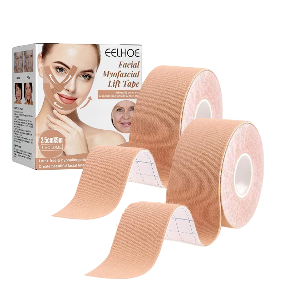 2 Rolls Facial Myofascial Face Lift Tape, Face Tape For Castor Oil, Breathable Face Lifting Patches Firming Tightening Skin