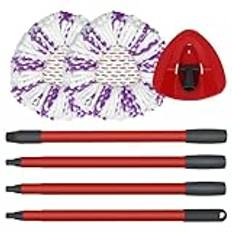 DLAIMI Mopp, reservhuvuden för Turbo 3-i-1, golvmopp set kompatibel med Vileda EasyWring&Clean, mopp-ersättningsöverdrag, 2 mopphuvuden 1 handtag + 1 moppbas för mops, moppset tillbehör