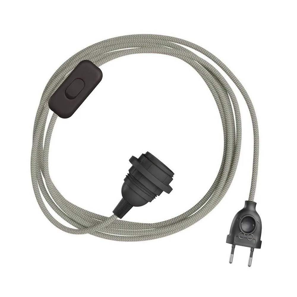 Creative Cables Snakebis Zig-zag E27 Lampeskærm-ledningsnet Med Lampeholder. Zigzag-stofkabel Og 2-polet Stik 3 M