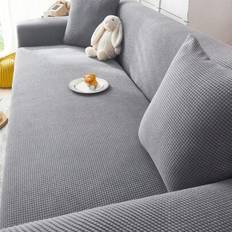 1pc Simple Jacquard Sofa Cover, Living Room Elastic Sofa Protector, Polyester Home Sofa Cushion Set Suitable For 1/2/3/4-Seat Sofas, All-Season Use An - Light Grey - Single Seat,2 Seater,3 Seater,4 Seater