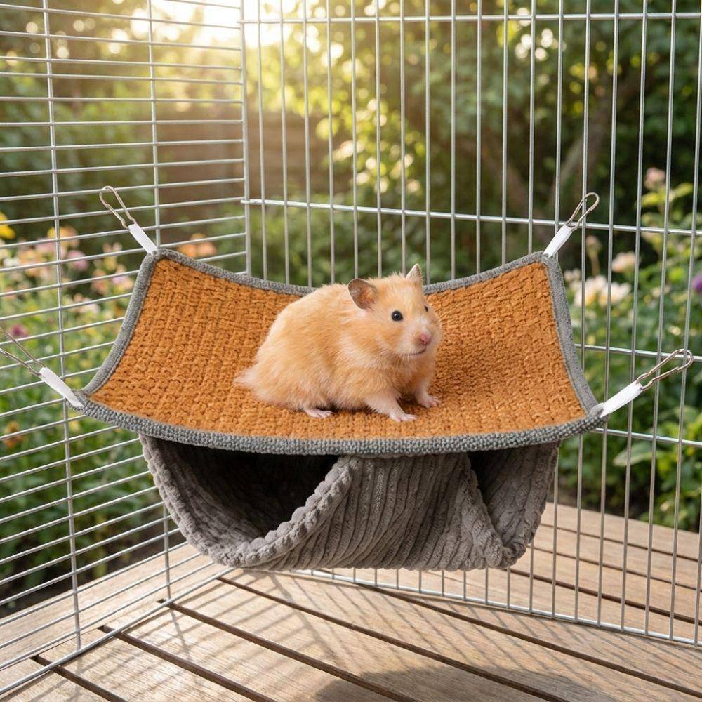 Varm Plysch/Kylande Dubbellagrad Fågelhängmatta Dubbelsidig Hamsterhängmatta Liten Husdjursbur
