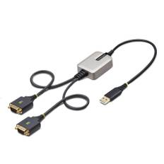 STARTECH - 2ft 60cm 2-Port USB to Serial Adapter Cable COM Retention FTDI USB to DB9 RS232 Changeable DB9 Screws/Nuts