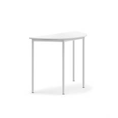 Bord BORÅS halvrund, 1200x600x900 mm, stativ vit, högtryckslaminat, vit