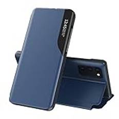 SIYOPINPFY Fodral till Samsung Galaxy Note 20 Ultra Case Smart Clear View Windows-fodral + flip PU-läder stativ skydd för kvinnor män stöttåligt fall skyddande fodral för Galaxy Note 20 Ultra Blue QHC