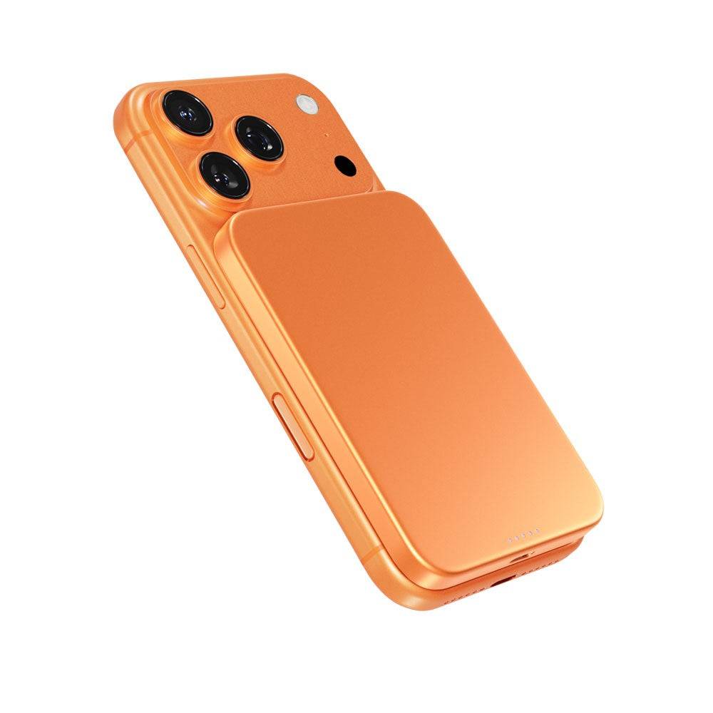 Epico 15W UltraPack EM51 Slim Alu Mag+ 5000 mAh Power Bank med USB-C - Qi2 / MagSafe Kompatibel - Orange