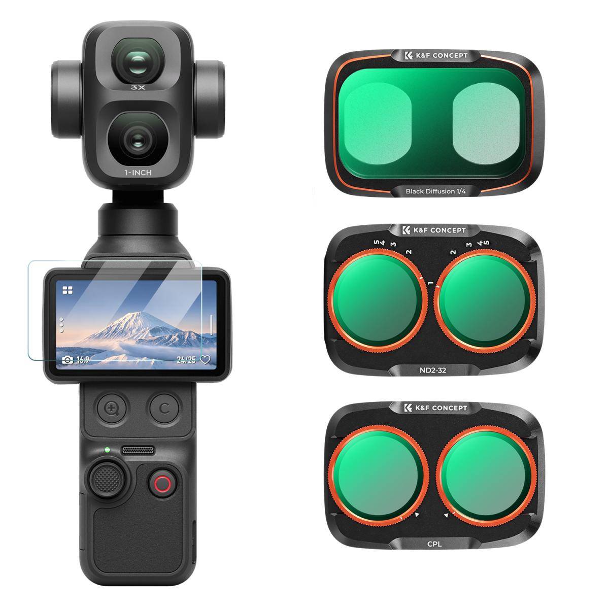 KENTFAITH K&F CONCEPT 3-Pack Filter Compatible with DJI Osmo Pocket 4P/Xtra Muse2 Pro