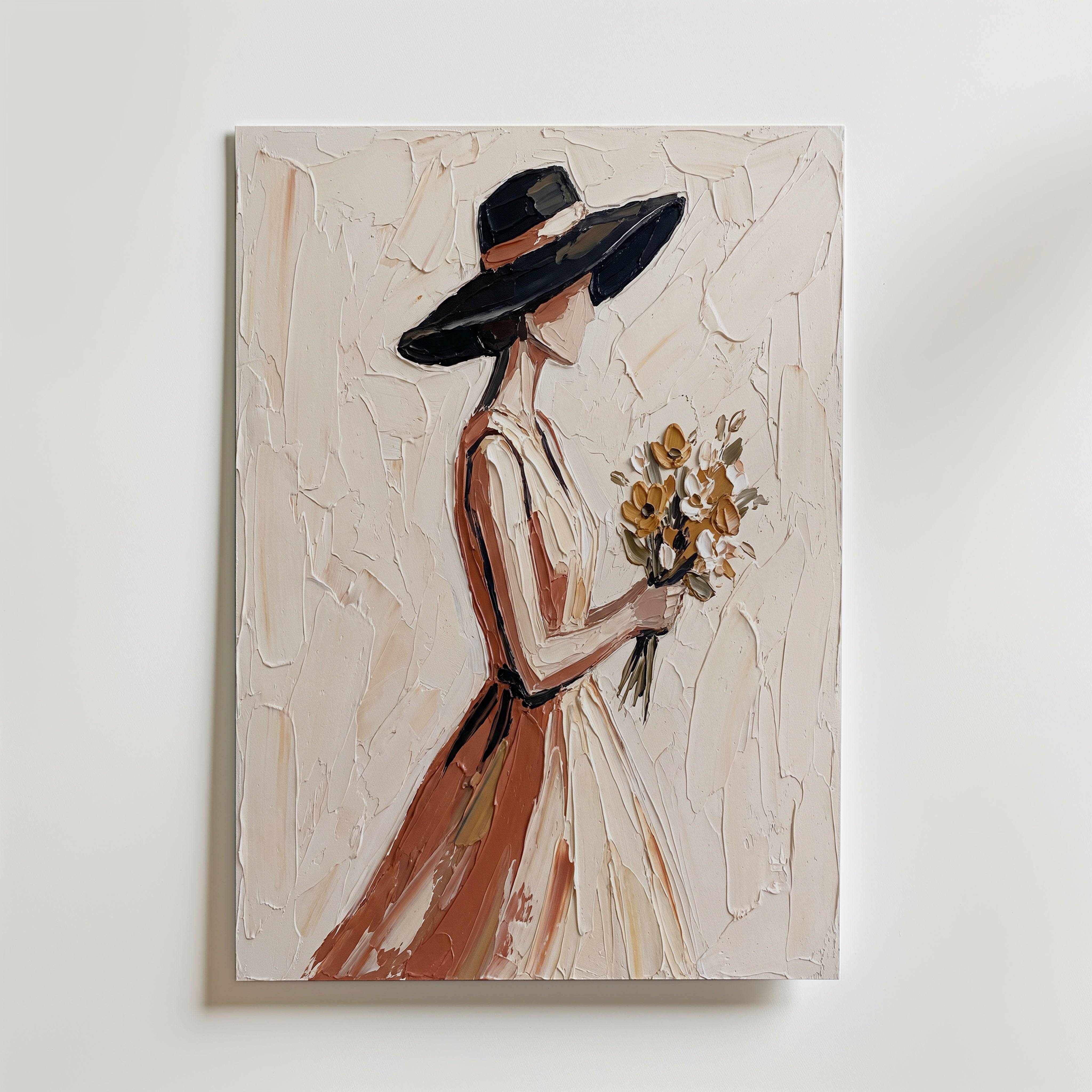 Woman With Flowers Poster - Fine Art Poster 100x100 cm