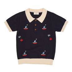 Copenhagen Colors Polo - Strik - Navy/Cream Comb - Copenhagen Colors - 6 år (116) - Polo