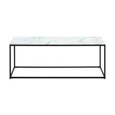 Manor House Nelly Soffbord 120 cm Marmormönster - Glas/Vit/Svarta Ben Vit,Svart Glas