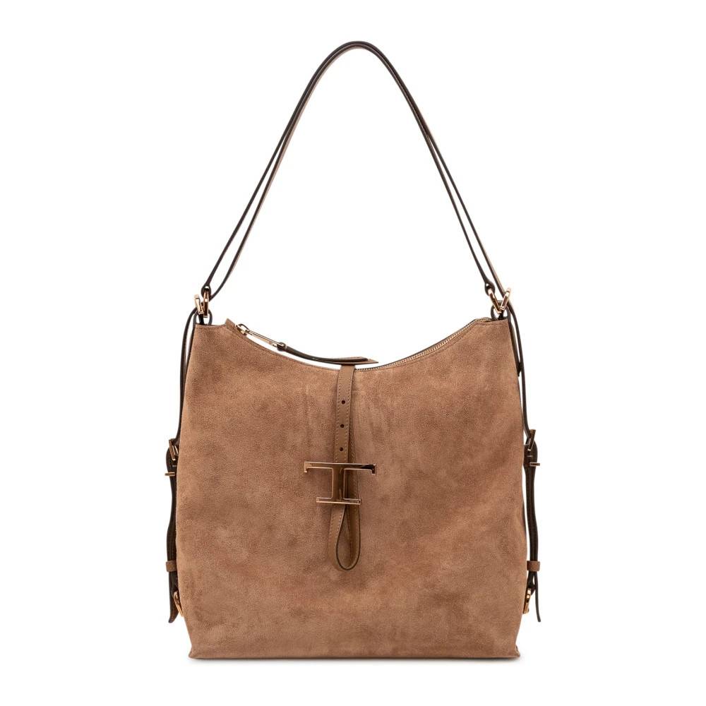 Tod's Blød Struktureret Skuldertaske - Tasker - Dame - Brun - ONE SIZE - Uld