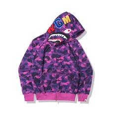 Bape Hoodie Shark Outh Ape Camouflage Print Full Zip Bomuldsjakke