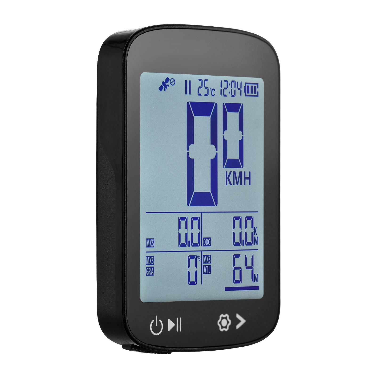GPS Cykeldator Trådlös Cykelhastighetsmätare Högupplöst Display 5-stjärnig Positionering GPS BeiDou GLONASS Galileo och QZSS svart