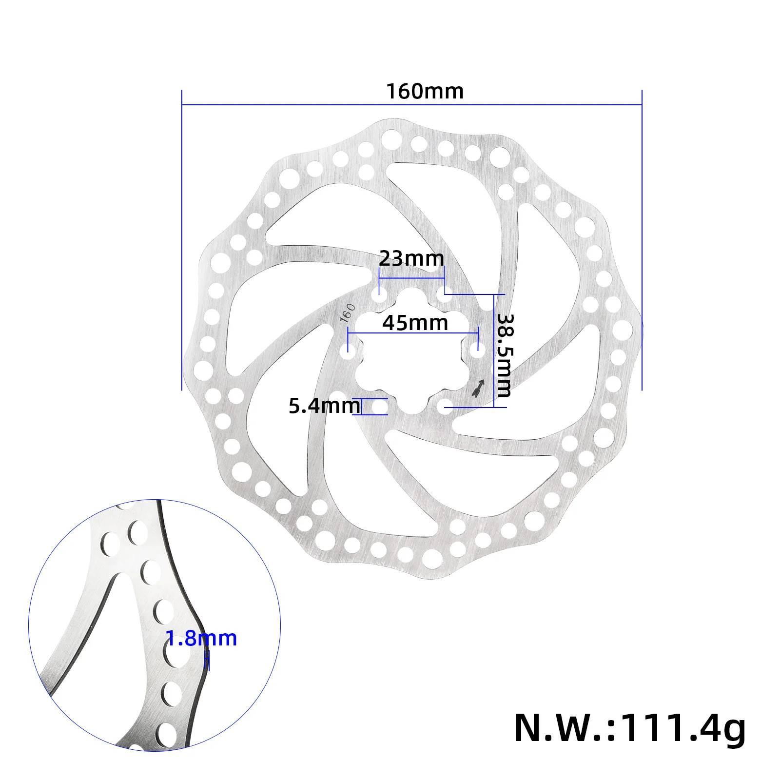 160mm bromsskiva till elscooter / cykel (6-bult)