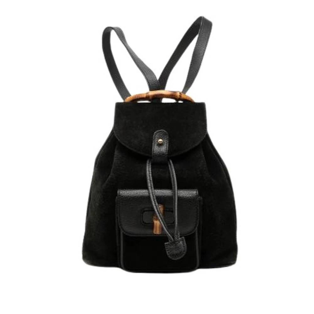 Gucci Vintage Pre-owned Vintage Bamboo Rygsæk - Vintage - Dame - Sort - ONE SIZE - Uld
