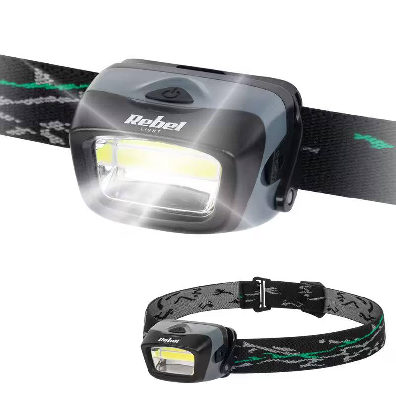 Pannlampa LED 3W 120 lumen 20m räckvidd – USB-laddningsbar, COB, 3 lägen