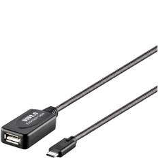 Renkforce USB-kabel USB 2.0 USB-C® stik, USB-A-hunstik 10.00 m Sort Aktiv med signalforstærkning, forgyldte stik RF-5067256