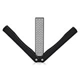 Whetstones 400/600 Grit Handheld Folding Double Sided Diamond Whetstone Knife Sharpener Tool for Home Kitchen (Black)