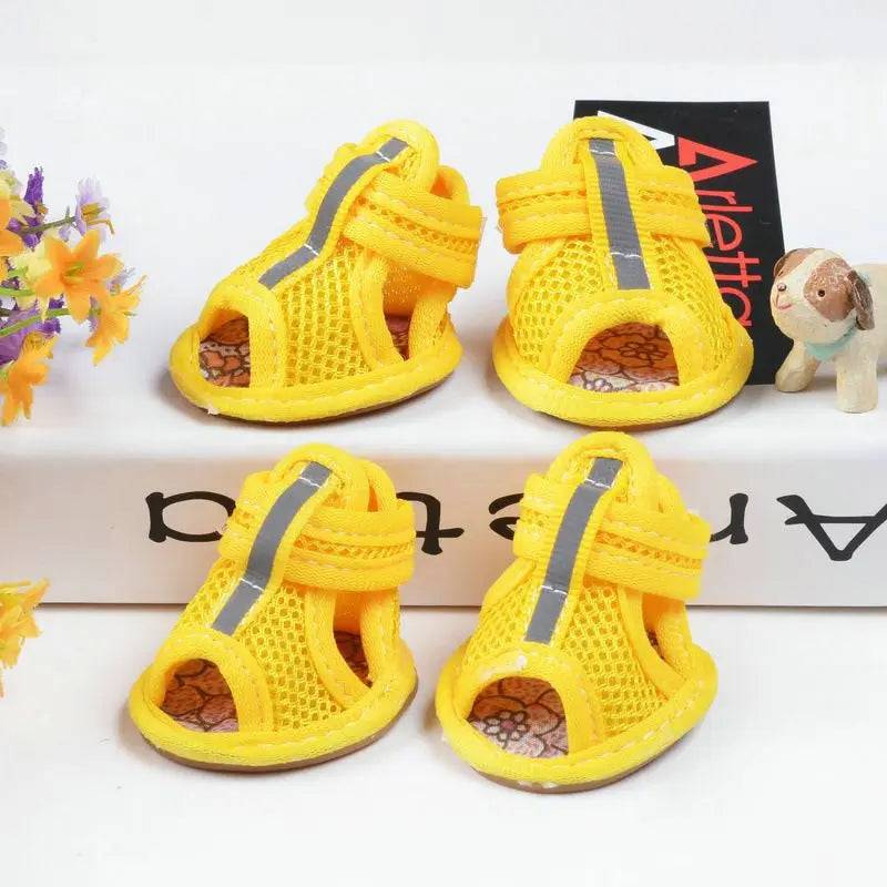 Mesh Sandal Shoes for Small Dogs & Cats — Set of 4 - Yellow / 3-suit 3-4.5kg / SPC (3-suit 3-4.5kg)