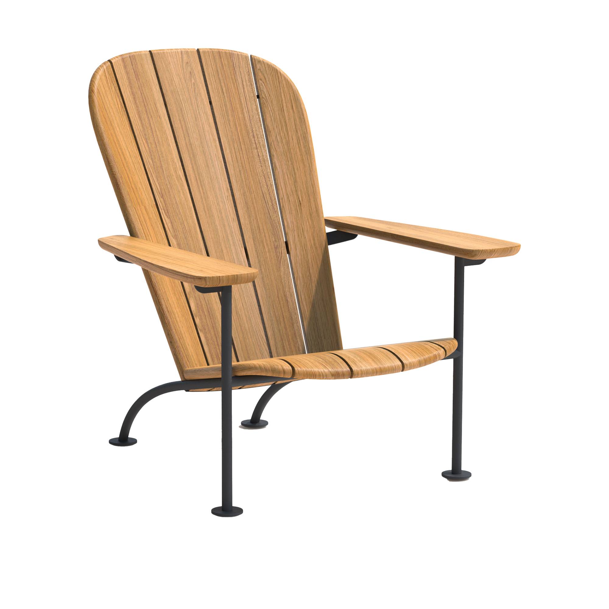 Skargaarden - Boste Lounge Chair Teak, Powder Coated Stainless Steel - Utomhusfåtöljer - Stefan Borselius - Träfärgad - Metall/Trä