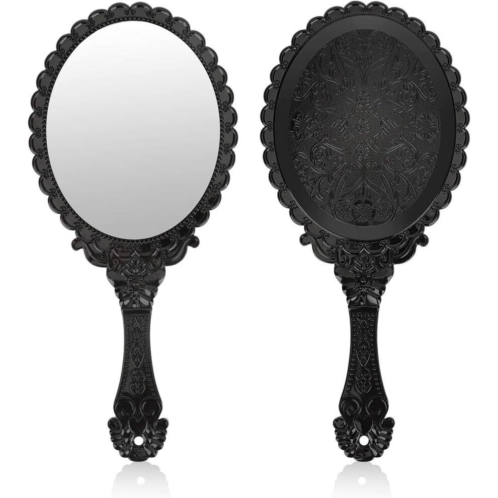 Vintage håndholdt spejl, bærbart rejsespejl med udsøgt design, klar plastikramme, der sikrer refleksion af høj kvalitet, til brug i makeupspejle