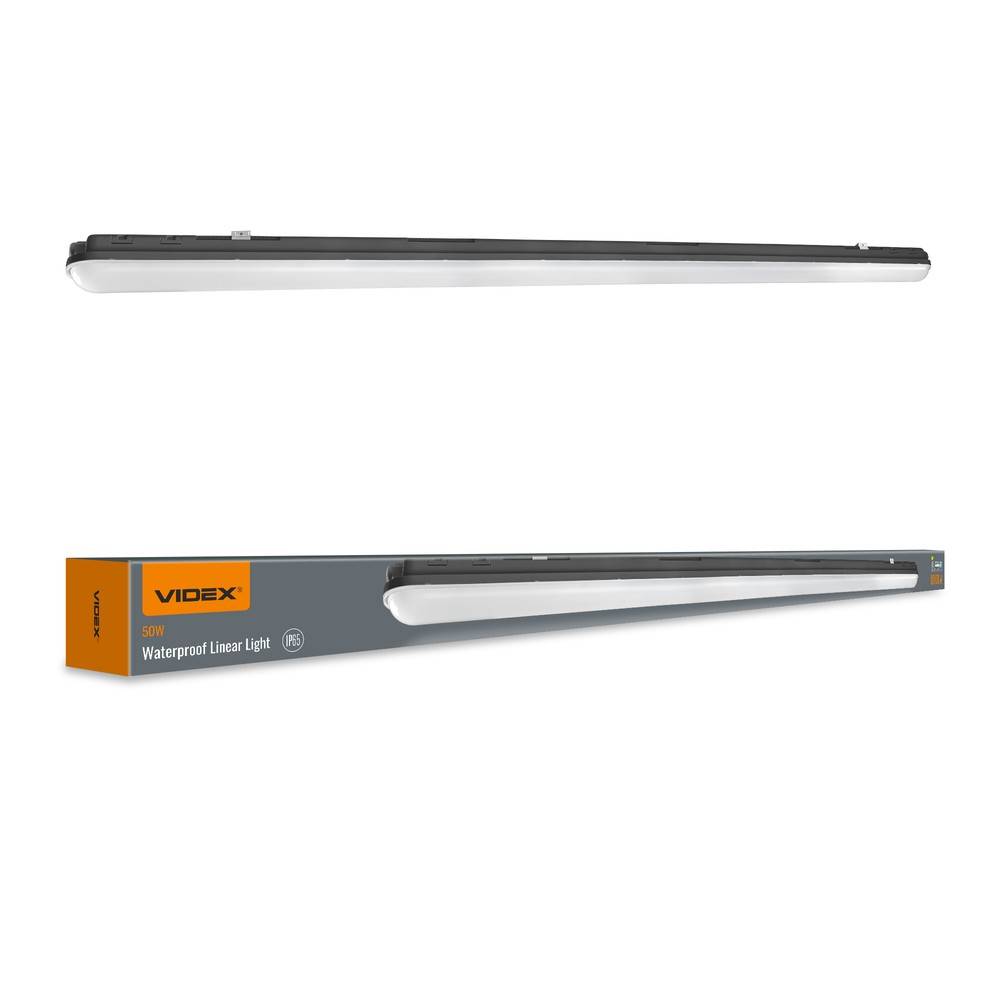 150cm 50W svart LED-armatur - IP65, 5000K, överkopplingsbar - Kulör : Neutral