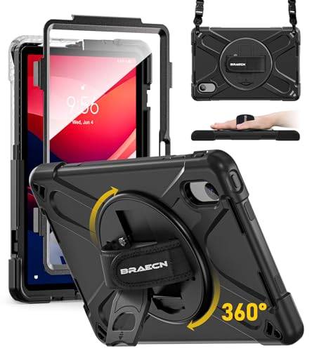 BRAECN fodral kompatibelt med Lenovo Tab M11/K11/Xiaoxin Pad 2024 (TB-330FU/TB-330XU/TB-331FC) fodral 11 tum, inbyggt skärmskydd, robust fodral som skyddar hela enheten, pennficka, stativ, axelrem