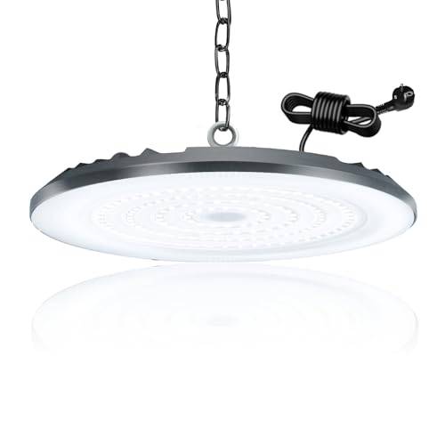 BOSITE LED UFO hallspotlight 100W, 10000LM LED UFO industribelysning 6500K kallvit, IP66 vattentät LED High Bay-lampa, LED-verkstadslampa för lager, fabrik, garage