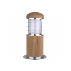 POOLE Udendørs sokkellampe i rustfri stål og teaktræ H24 cm 1 x E27 - Rustfri stål/Teak