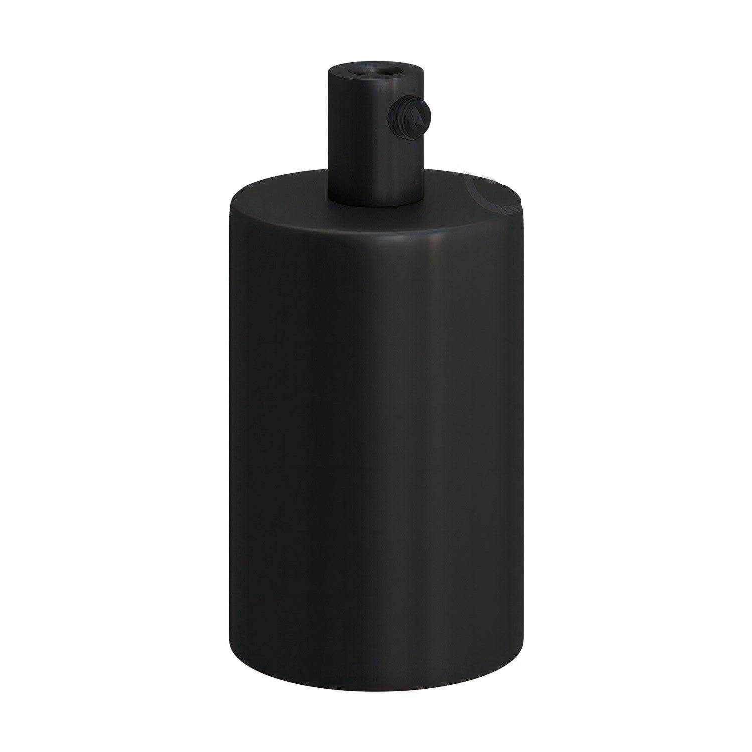 E27 cylinder fatnings kit med cylindrical ledningsaflastning. - Mat sort