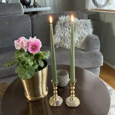 LED Kronljus lackad, H38 cm, 2-pack, Olivgrön - Deluxe Homeart