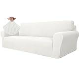 YSTYLE Stretchigt Sofföverdrag med armstöd 4-Sits, Elastiskt Pet Soff Cover Töjbart överdrag, Avtagbar Halkskydd Fåtöljöverdrag Möbel Maskintvättbar, Sofföverkast För Soffa Fåtölj, Vit