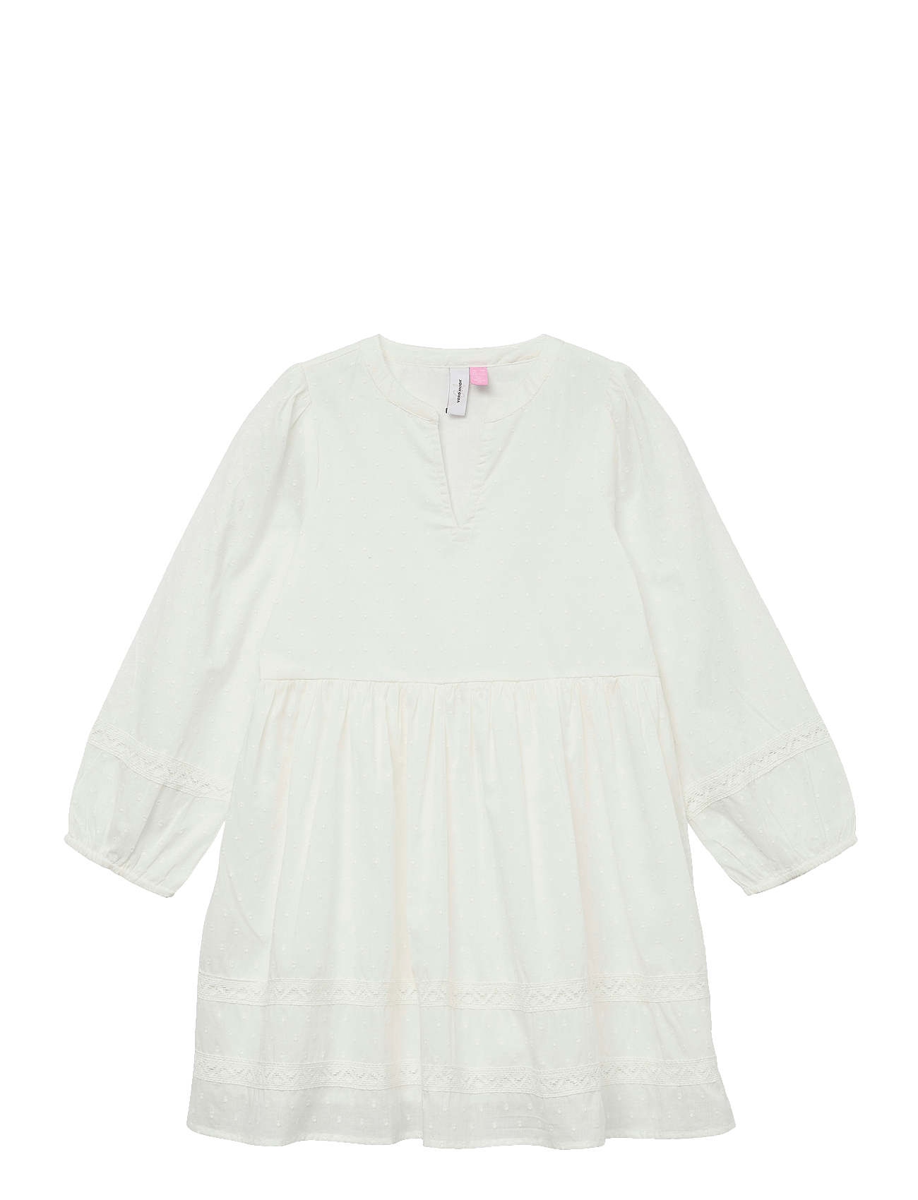 Vero Moda Girl Vmtrine Ls Lace Short Dress Wvn Ga Girl - White - 158