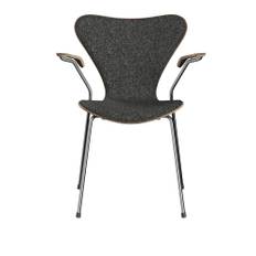 Fritz Hansen - 3207 Series 7, Front Upholstered, Vanir - Granite Brown 373 - Matstolar - Arne Jacobsen - Svart,Vit - Metall/Trä/Skum/Ull
