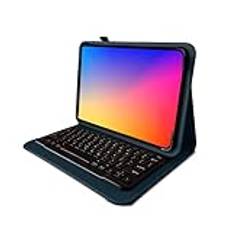 Navitech blått roterande bluetoothooh tangentbordsfodral kompatibelt med HUAWEI MediaPad T3 10 9,6 tum