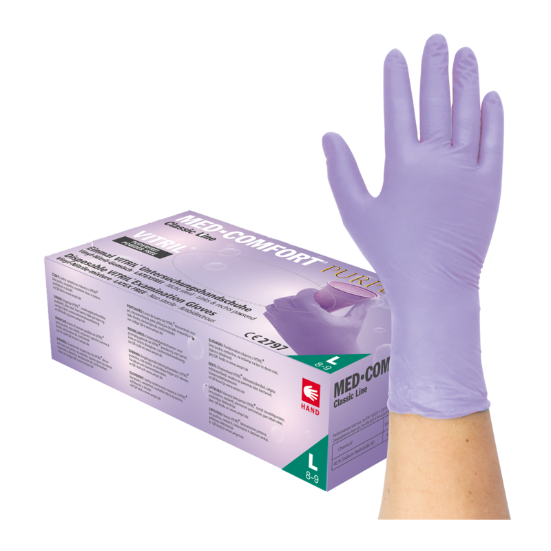 MED-COMFORT Purple Vitril Engangshandsker Pudderfri - 100 stk. Medium