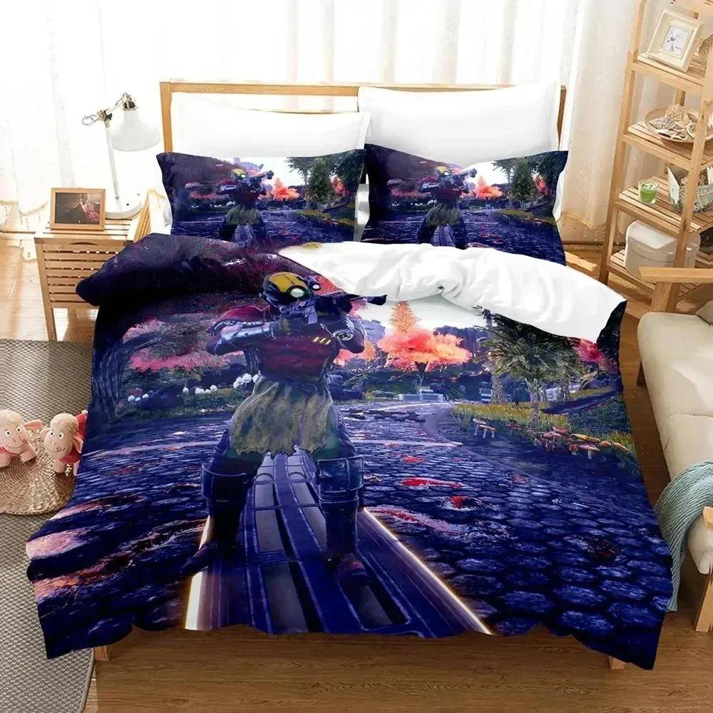 Spel Outer Worlds Sängklädesset Pojkar Flickor Twin Queen Size Påslakan Örngott Säng Barn Vuxen Mode Hemtextil EU Single 135x200cm