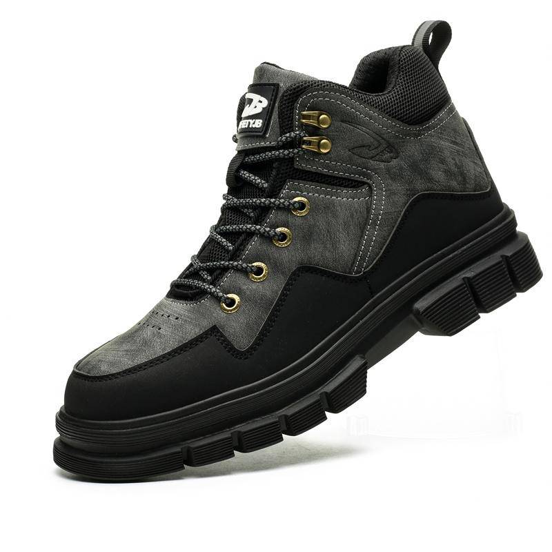 New Men's Safety Shoes Breathable Steel Toe Cap Impact Proof Puncture Mid Cut Sneakers Zapatos De Seguridad Safety Boots 41 svart