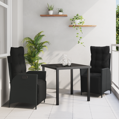 vidaXL 3 Delers Have Spisesæt Sort Poly Rattan