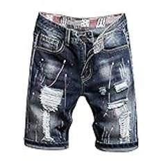 Byxor män herrbyxor herr jeans gåva för män storlek plus herr retro denim casual slitna shorts herrjeans män jeans, BLÅ, 40