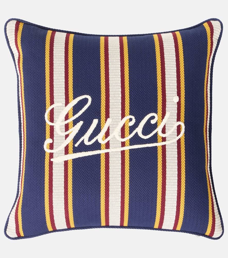 Gucci Logo striped cotton cushion