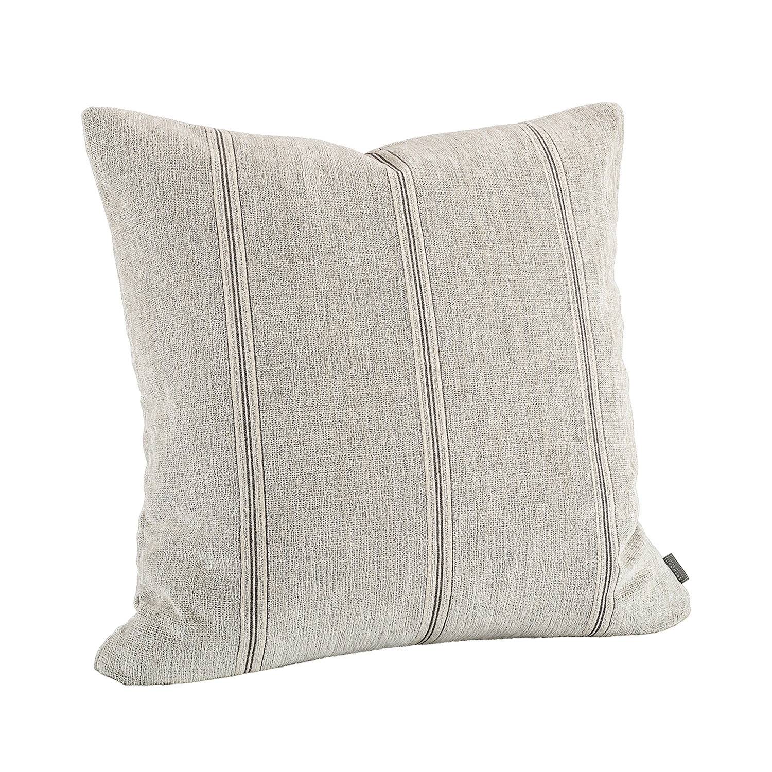 Kuddfodral Serena stripe oyster - Vit/Ljusgrå