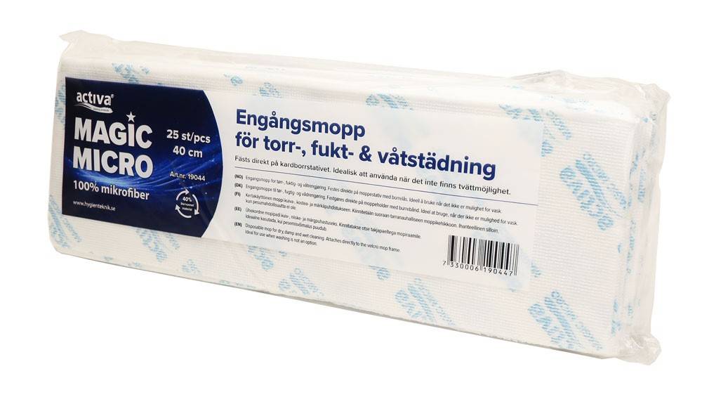 Engångsmopp Activa Magic Micro Vit 40cm 25st