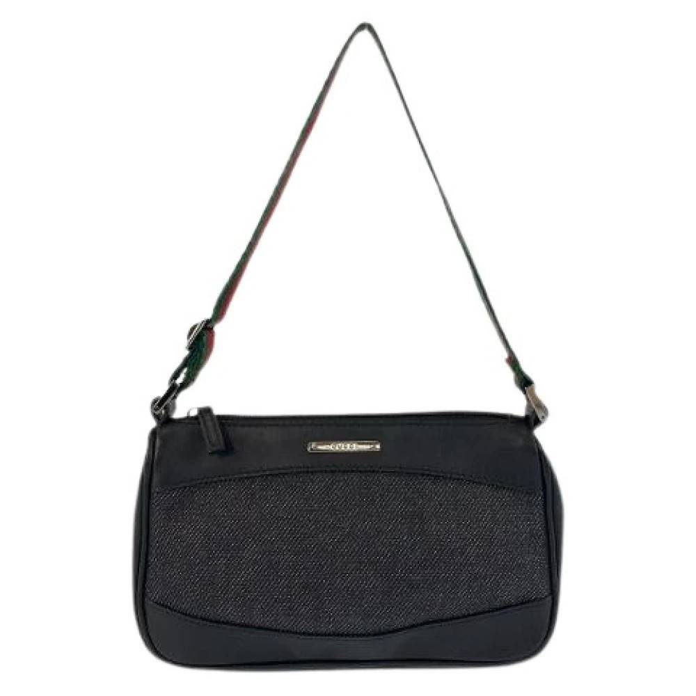 Gucci Vintage Pre-owned Canvas/Leather Håndtaske Tilbehørspung - Vintage - Dame - Sort - ONE SIZE - Læder