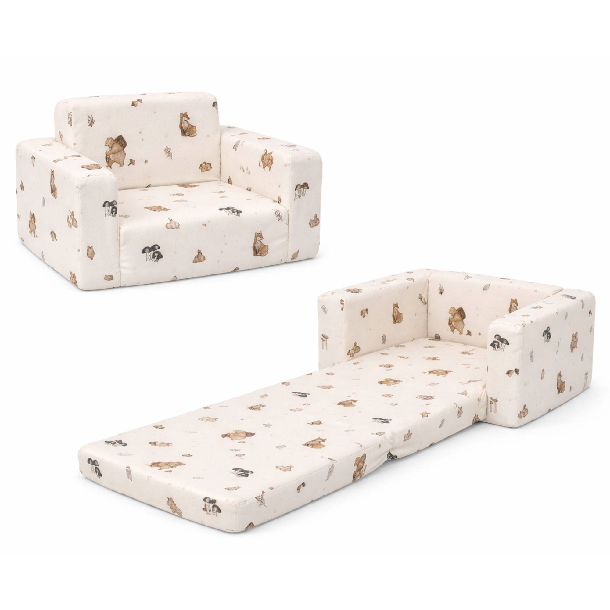 Barnfällstol - Sandfärgad - Skogens djur - Multi/Sand/Beige
