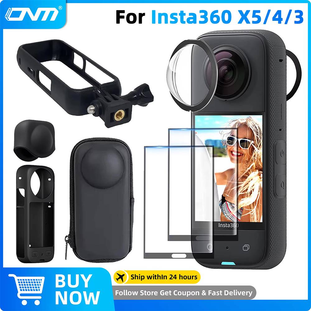 Accessories Set for Insta360 X3 X4 X5 Lens Guard Screen Protector Storage Bag Silicone Case Lens Cap Protective Frame Insta 360