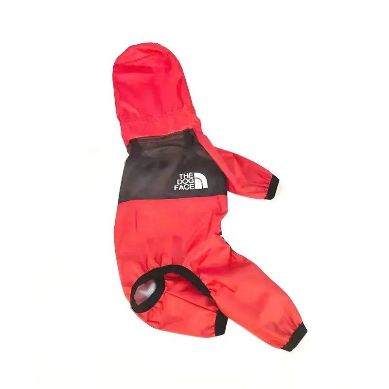 Transparent Hooded Raincoat Jumpsuit for Dogs & Cats - Red / XS (XS)