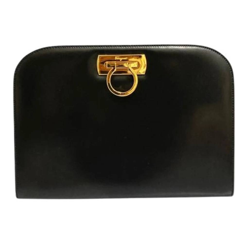 Salvatore Ferragamo Pre-owned Pre-owned Clutch taske- Skuldertaske - Vintage - Dame - Sort - ONE SIZE - Uld